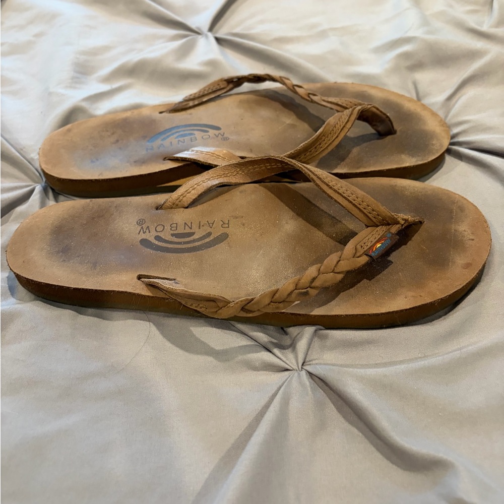 Rainbow women’s Tan Braided Leather Sandals